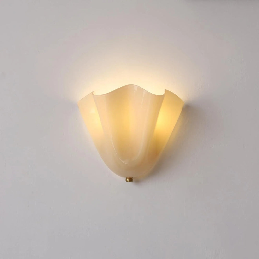 Vintage Bladvormige Glazen Wandlamp