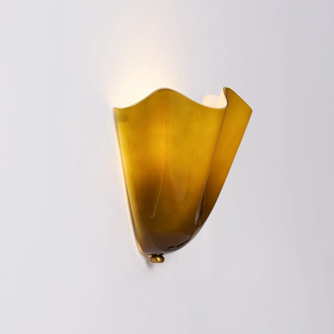 Vintage Bladvormige Glazen Wandlamp