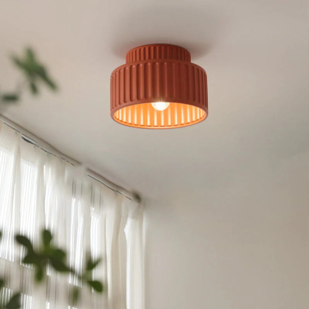 Minimalistische Geribbelde Keramische Plafondlamp