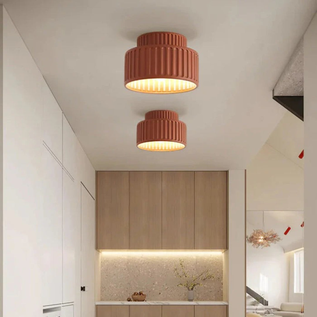 Minimalistische Geribbelde Keramische Plafondlamp