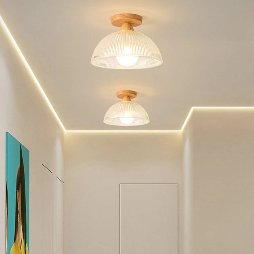 Minimalistische Geribbelde Glazen Plafondlamp