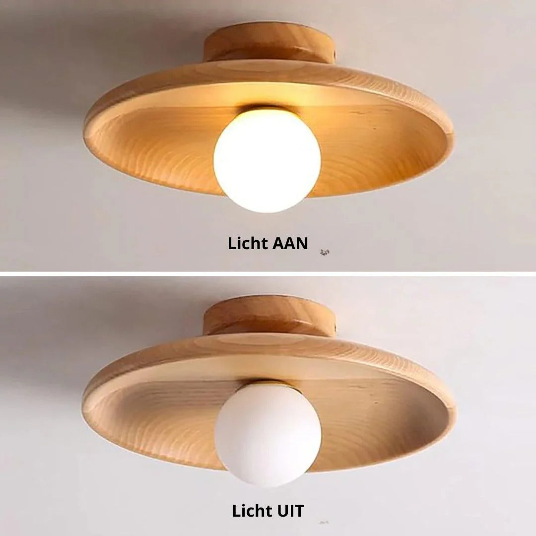 Houten bol plafondlamp