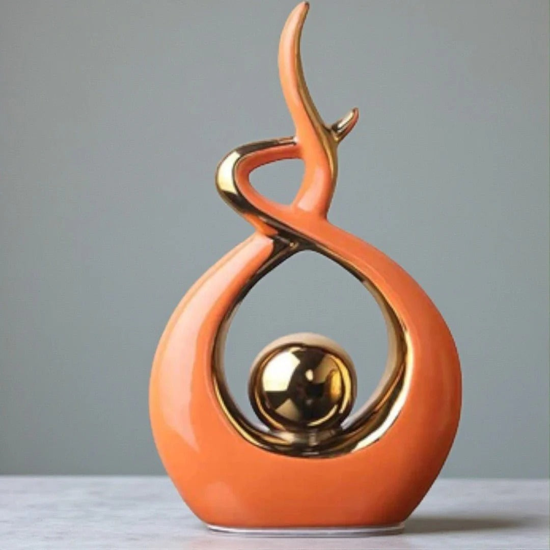 Abstract keramisch goud decoratief beeld