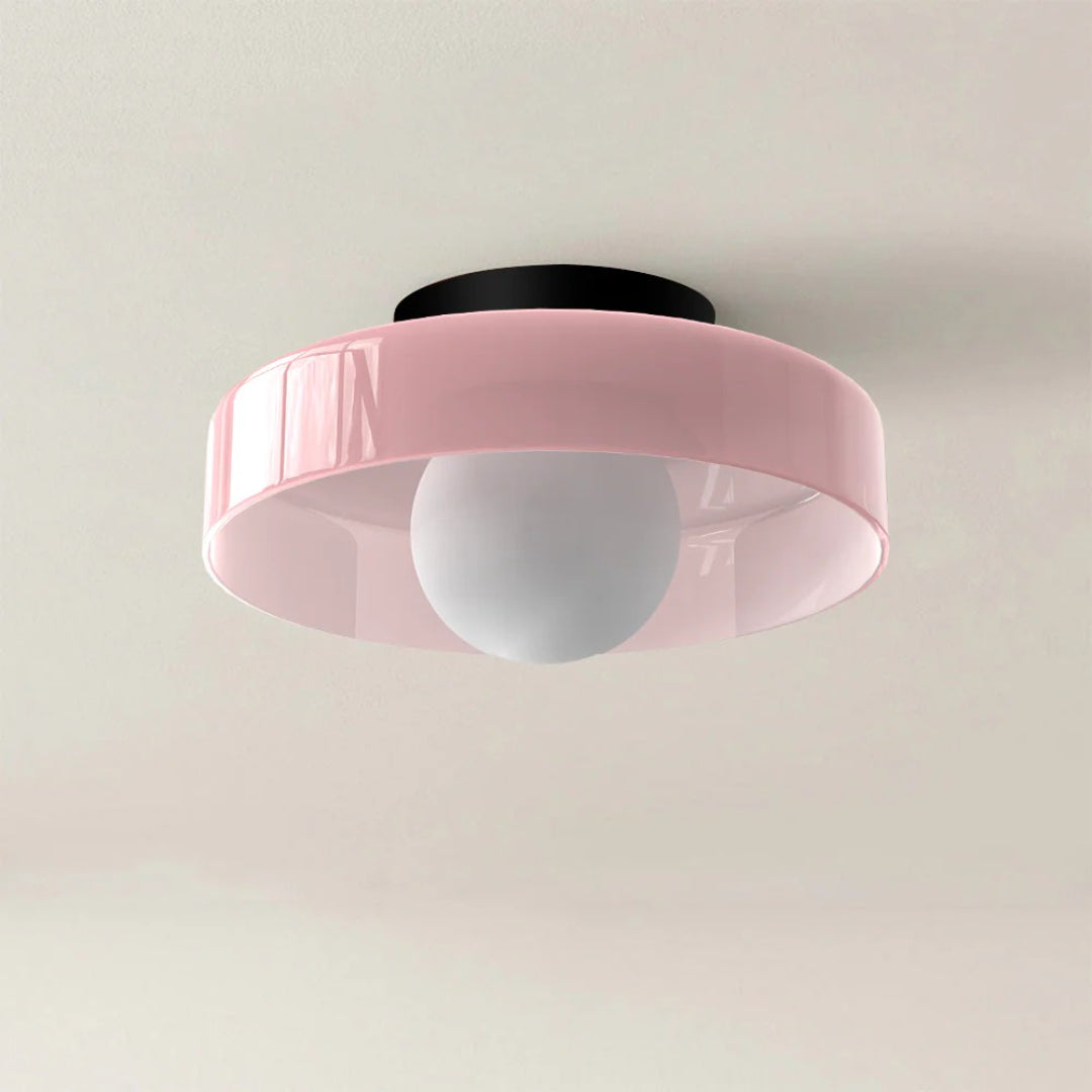 Ronde metalen glazen lamp