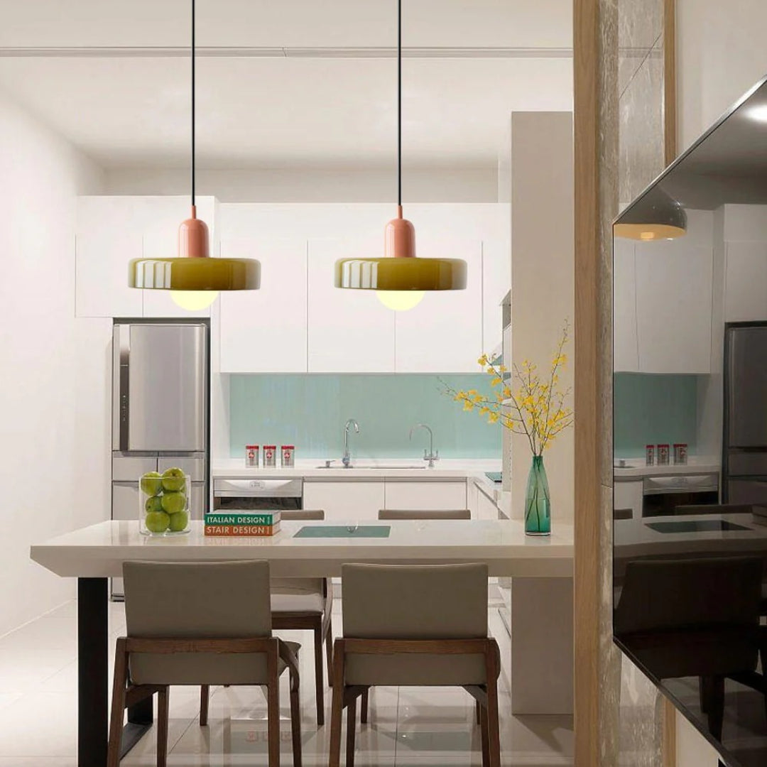 Retro metalen glazen hanglamp
