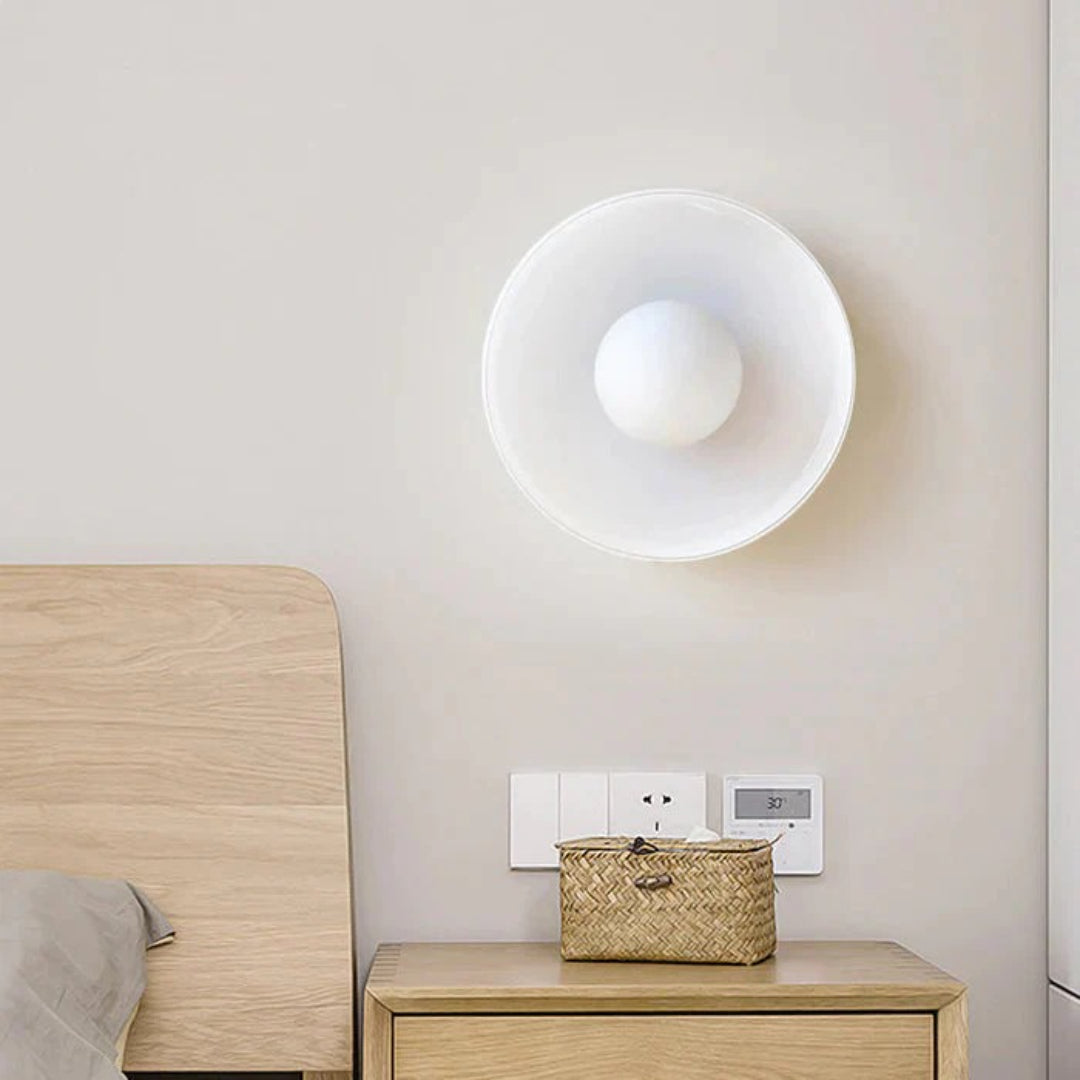 Ronde metalen glazen lamp
