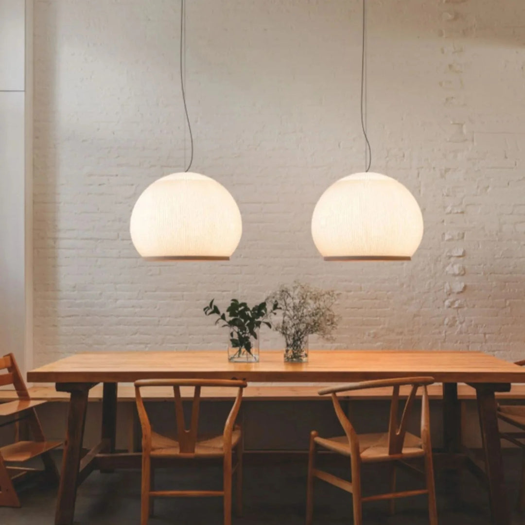 Japandi Geribbelde Houten Hanglamp