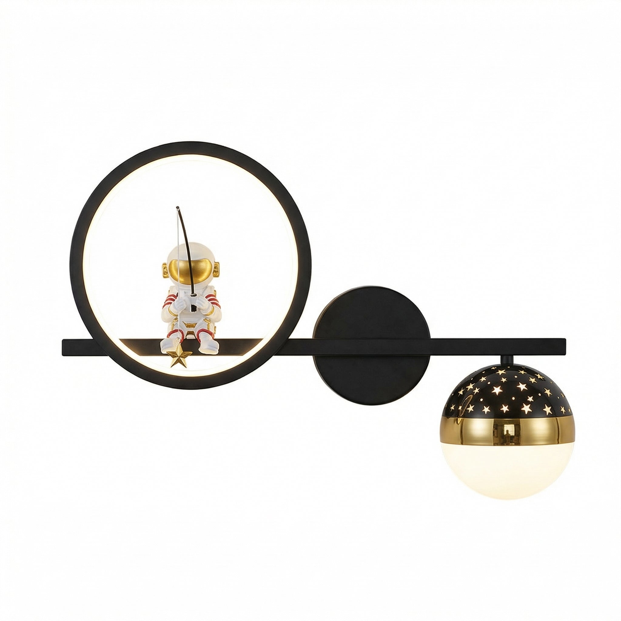 Kinder astronaut maan wandlamp