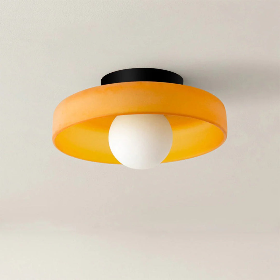 Ronde metalen glazen lamp