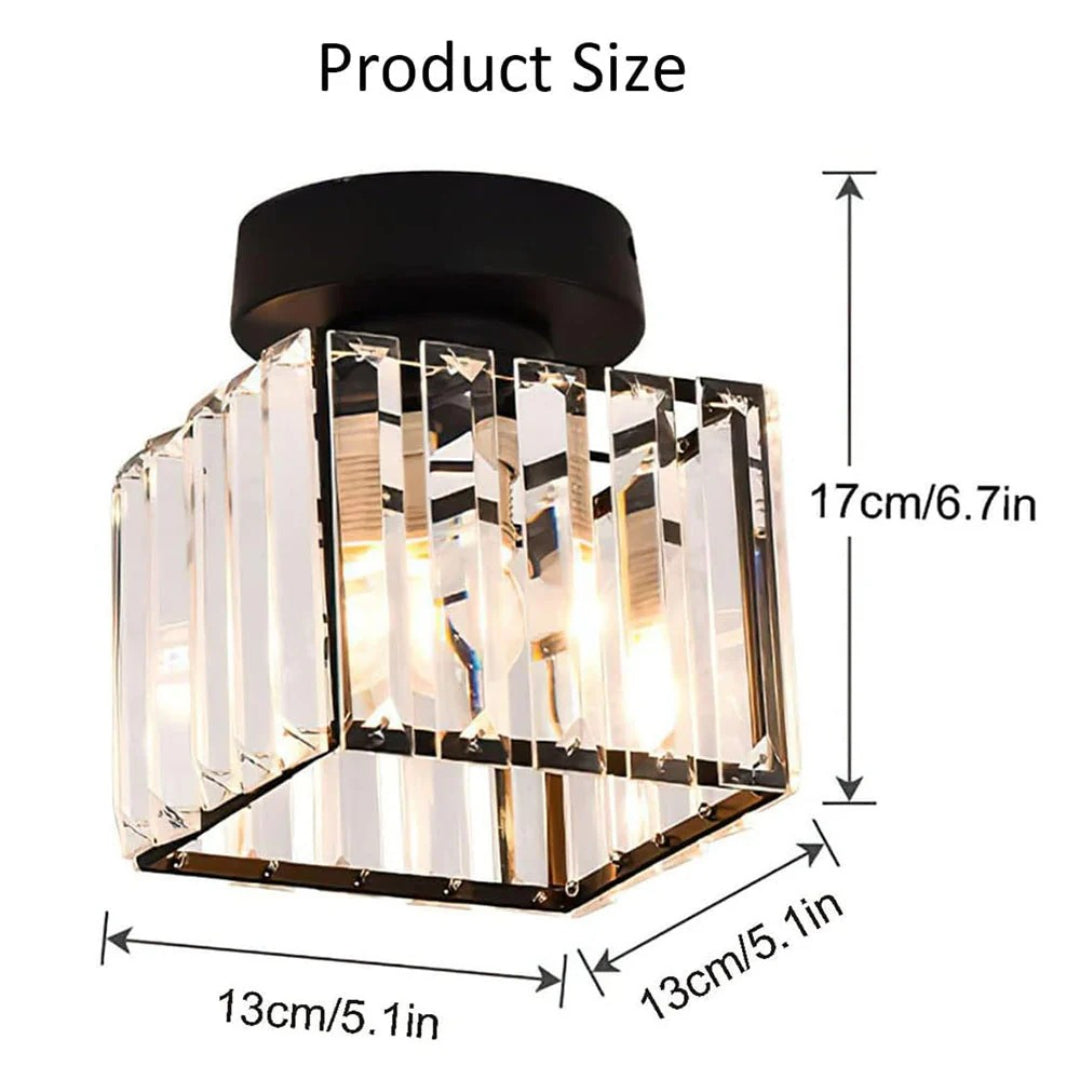 Kristallen metalen kubus plafondlamp