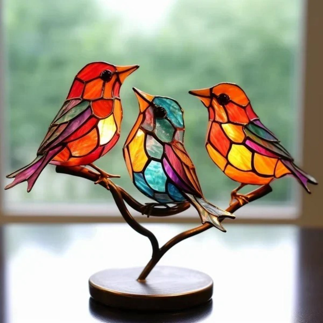 Artistiek glazen vogelbeeldje