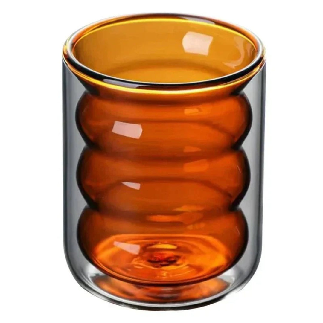 Golvend dubbelwandig glazen tumbler
