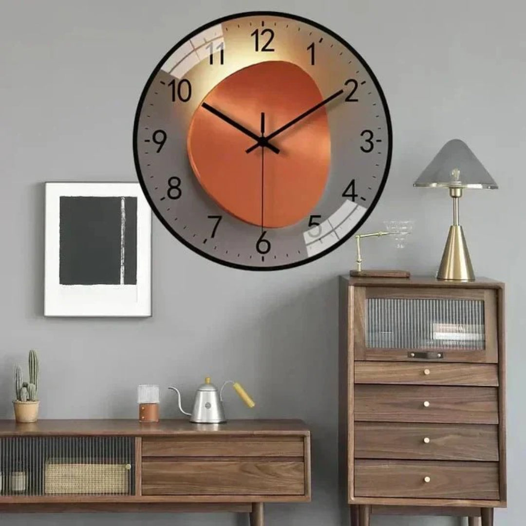 Ronde stille kwarts wandklok