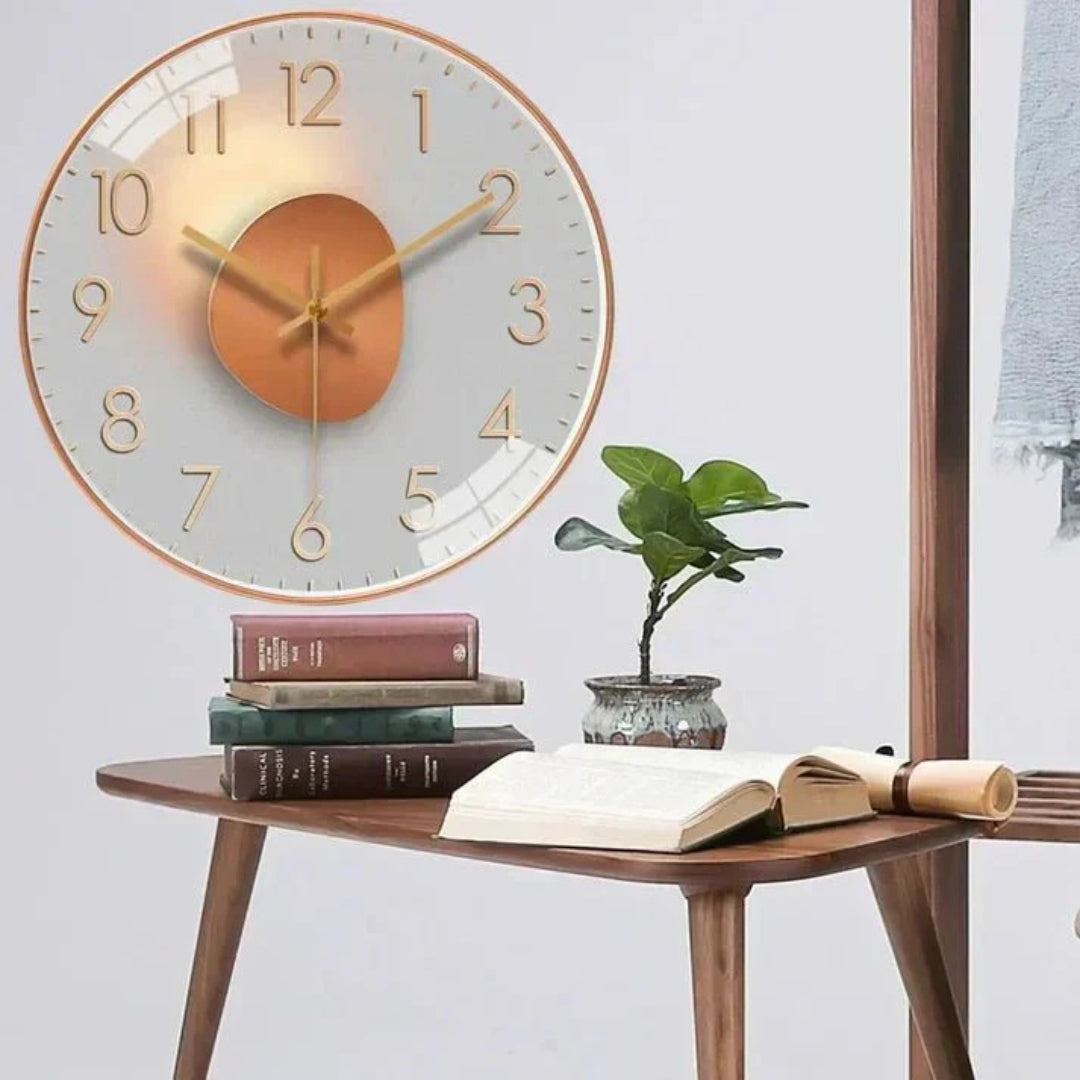 Ronde stille kwarts wandklok