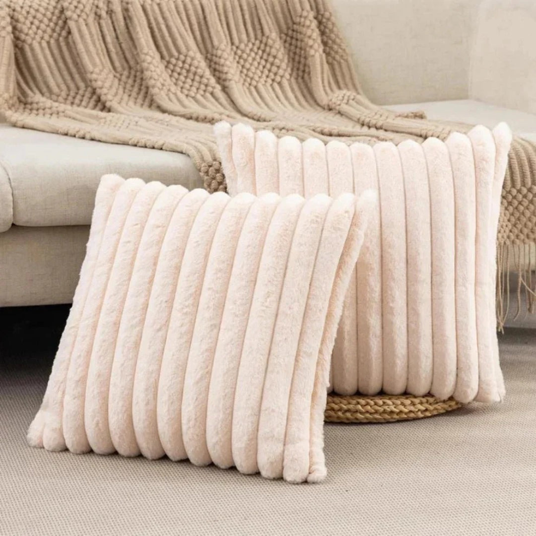 Geribbelde pluche decoratieve kussen