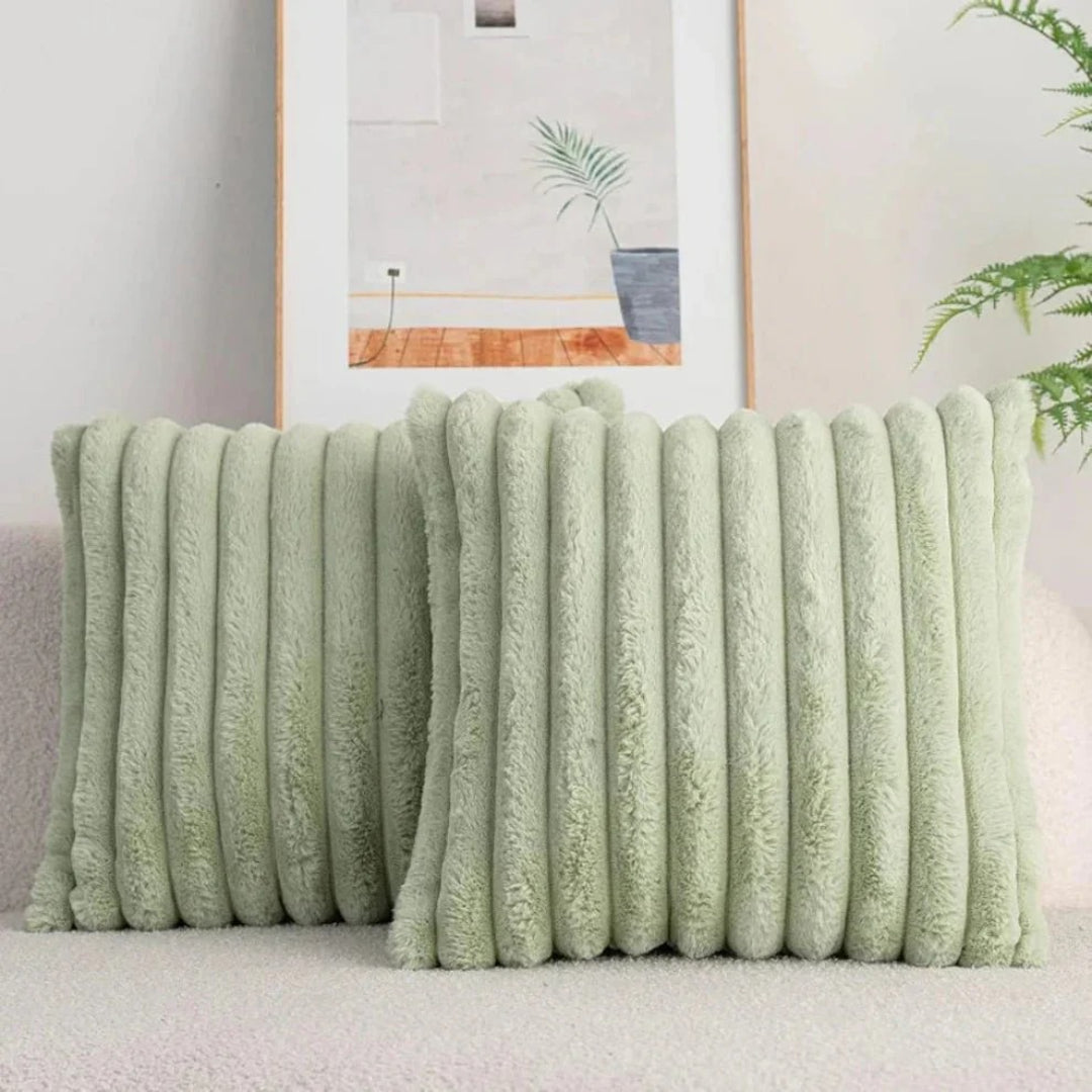 Geribbelde pluche decoratieve kussen