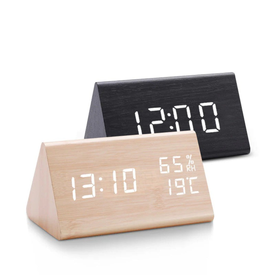 Minimalistische houten LED wekker