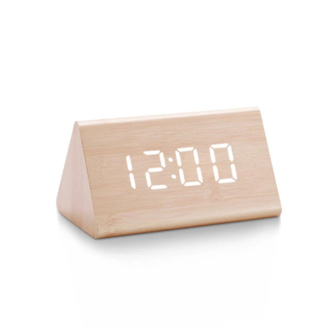 Minimalistische houten LED wekker