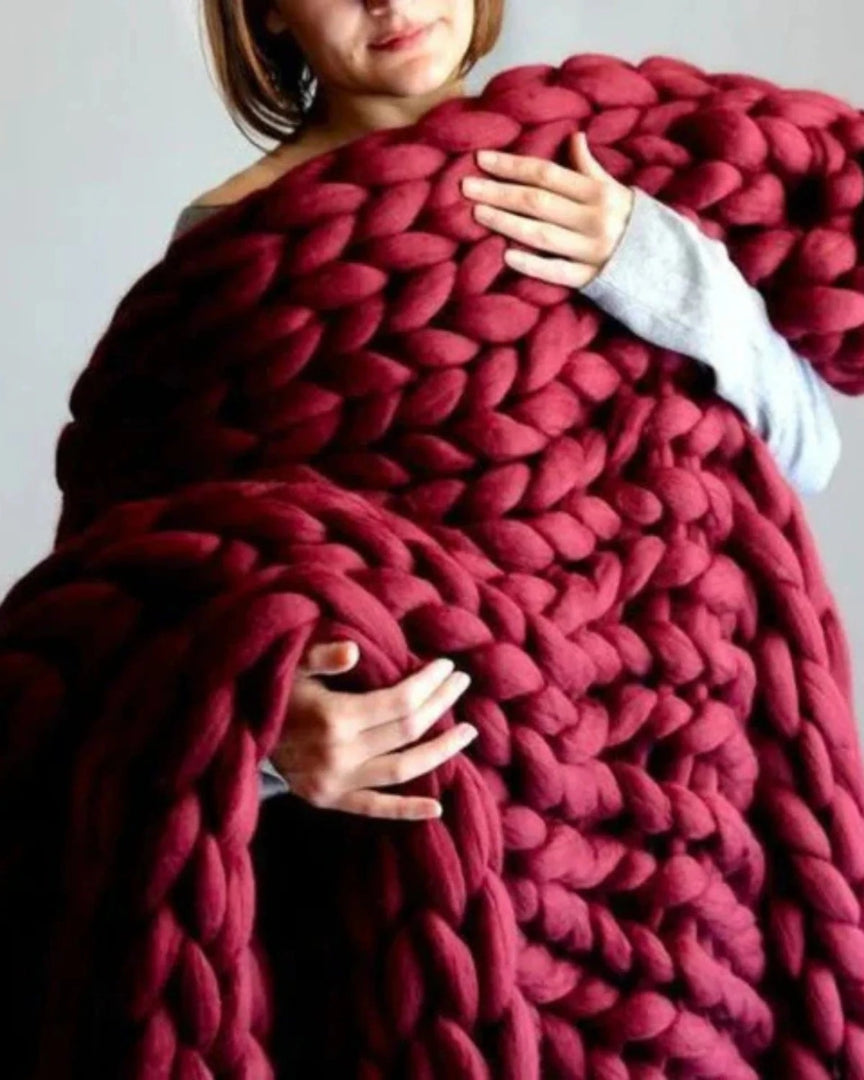 Chunky knit wollen deken
