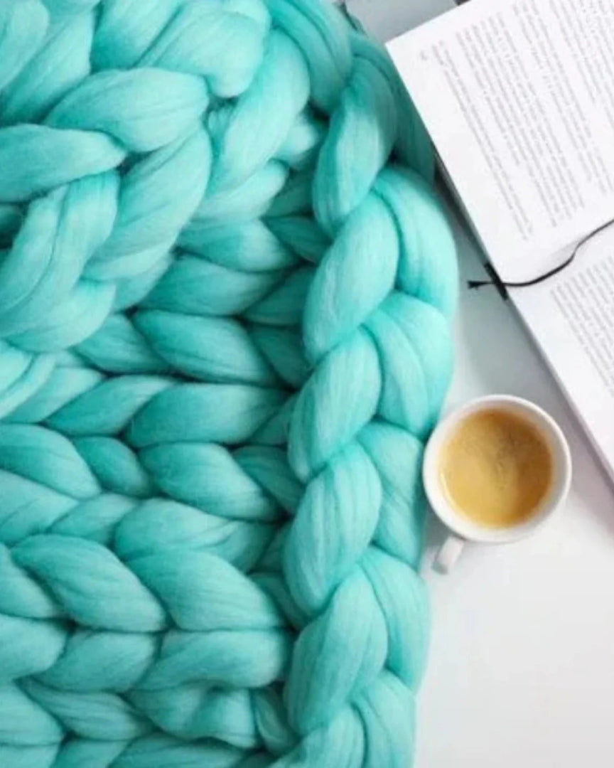 Chunky knit wollen deken