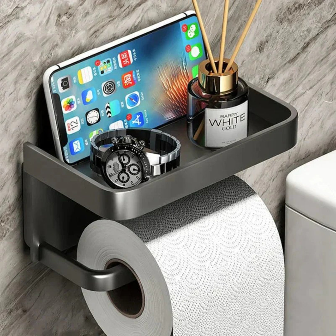 Wandgemonteerde metalen toiletrolhouder