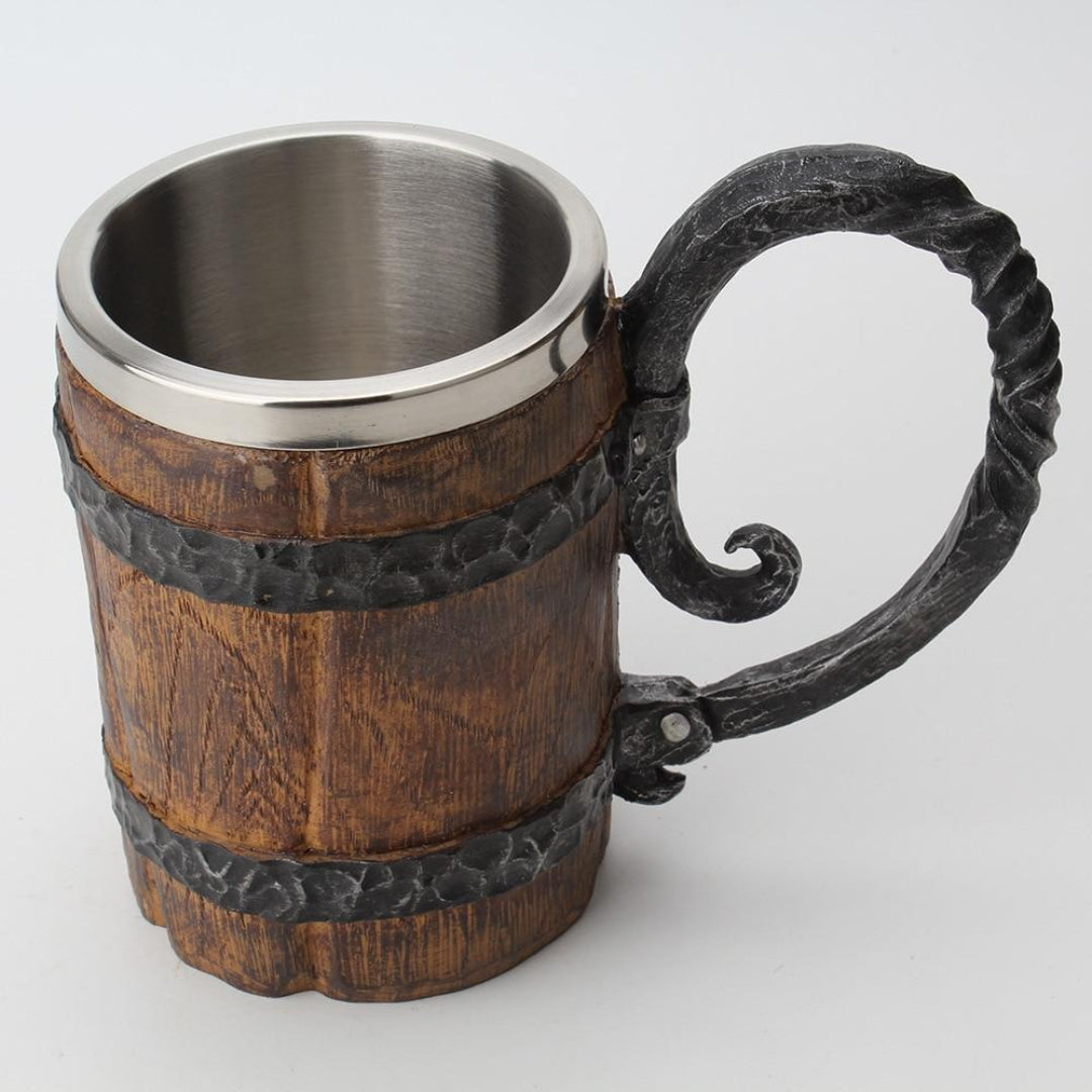 Rustieke houten dubbele bierpul