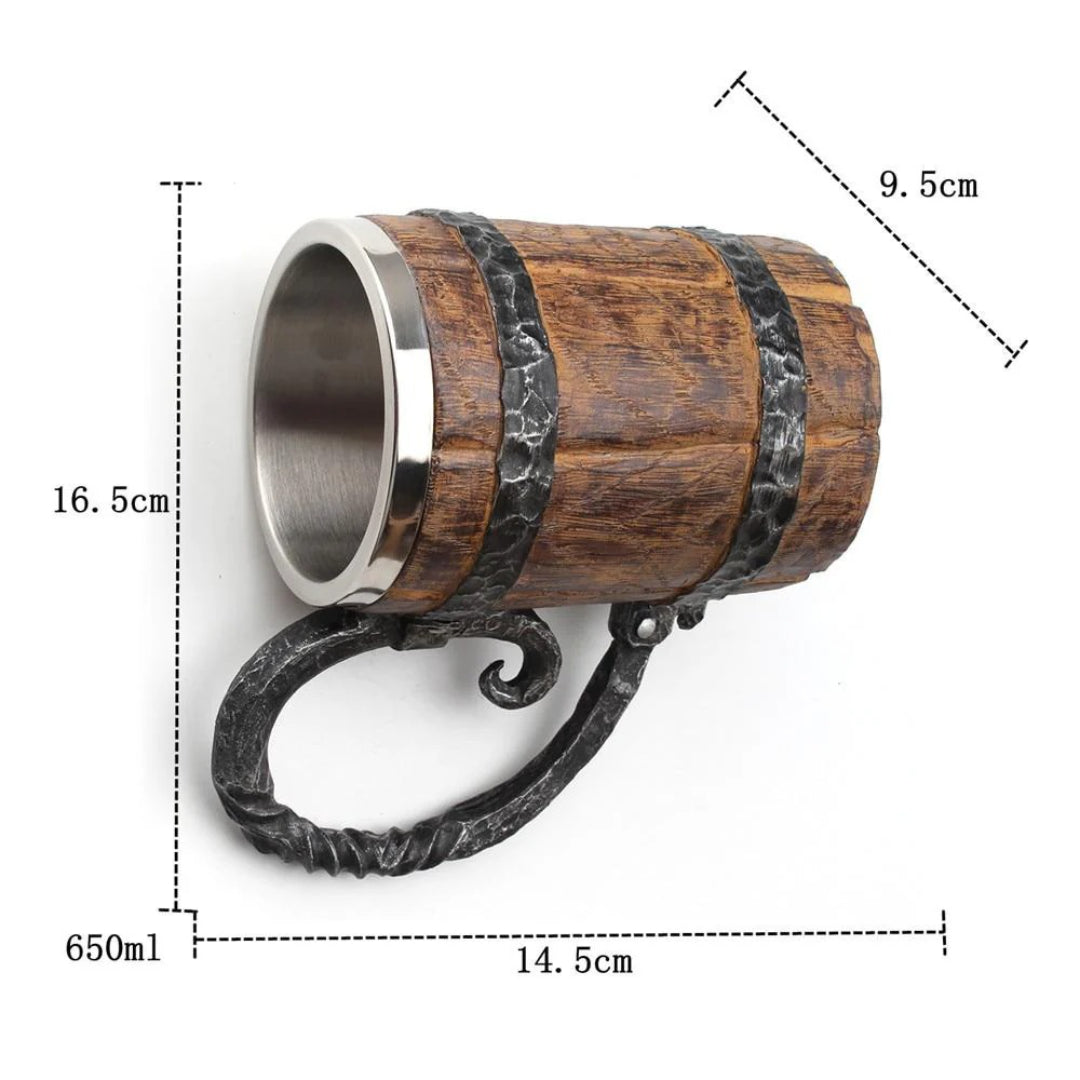 Rustieke houten dubbele bierpul