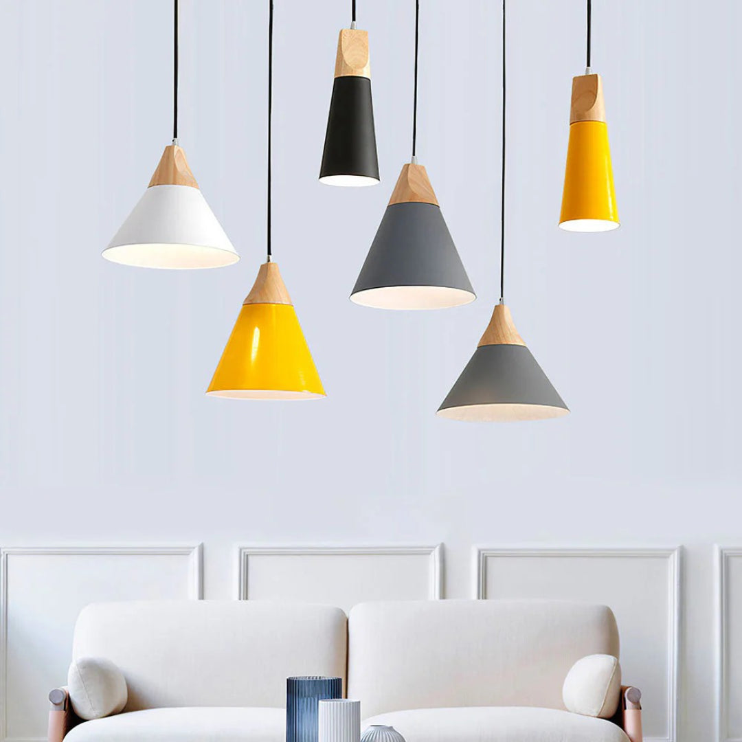 Scandinavische Houten Metalen Hanglamp