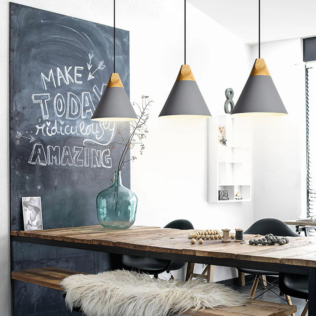Scandinavische Houten Metalen Hanglamp