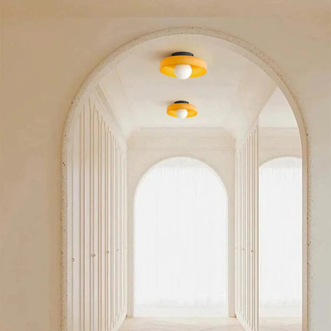 Ronde metalen glazen lamp