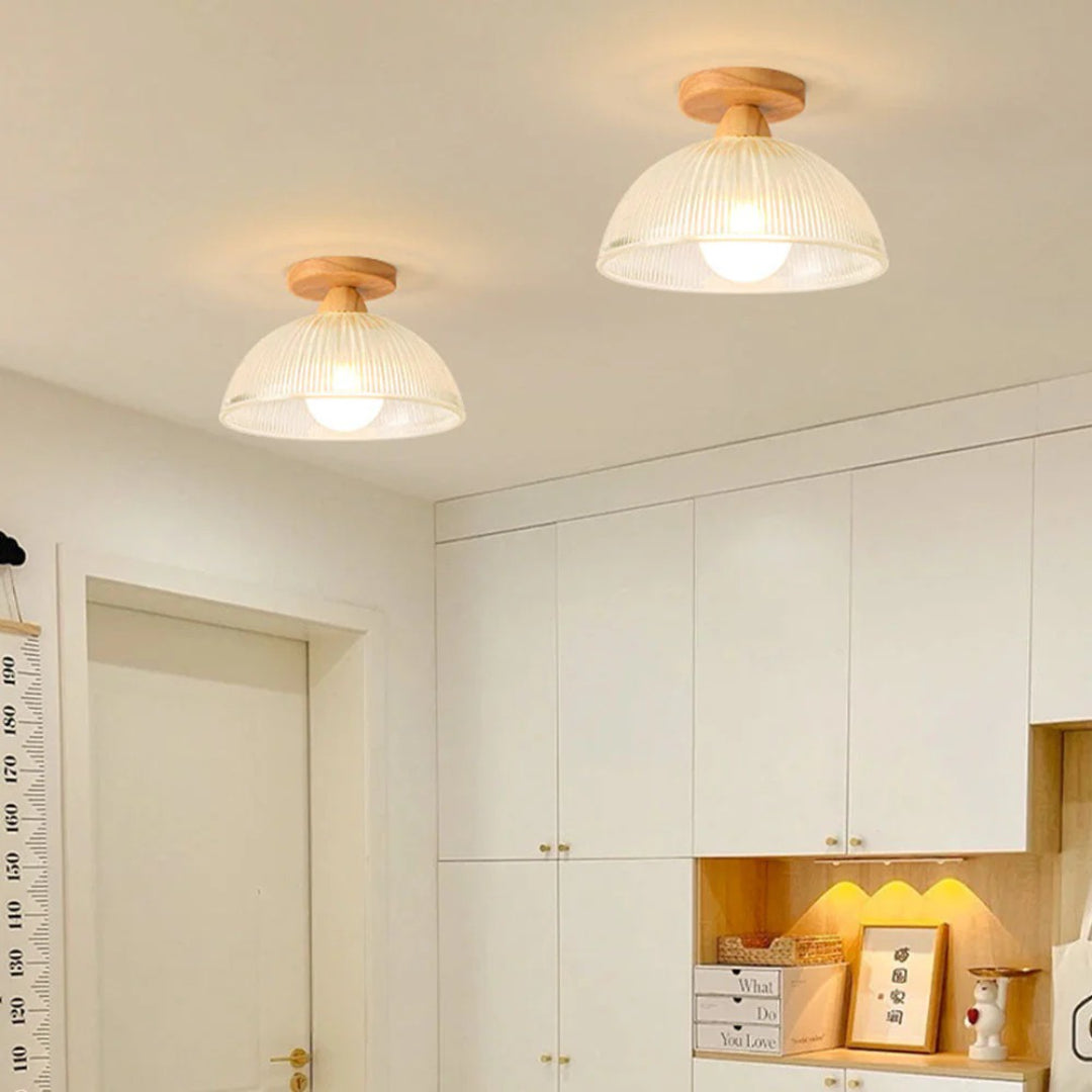 Minimalistische Geribbelde Glazen Plafondlamp