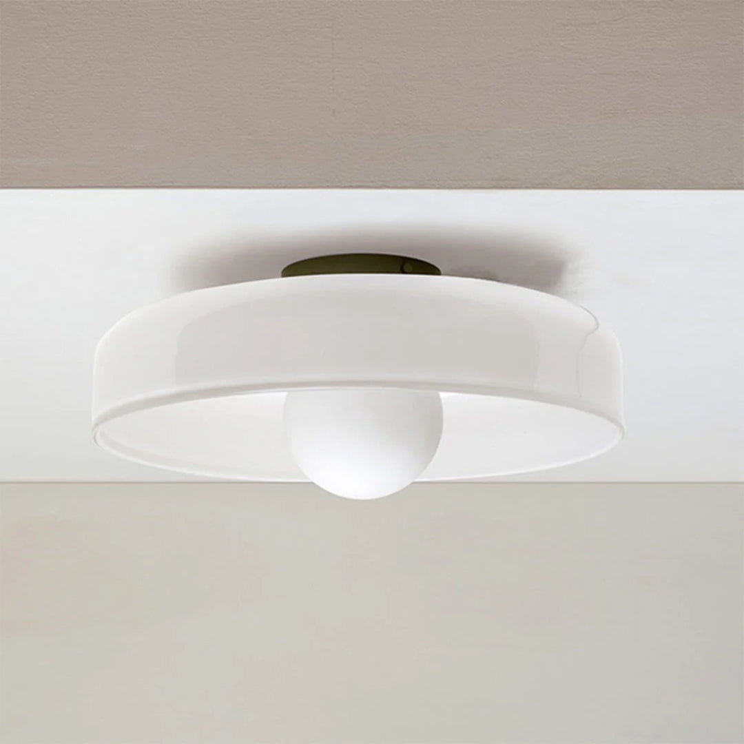 Ronde metalen glazen lamp