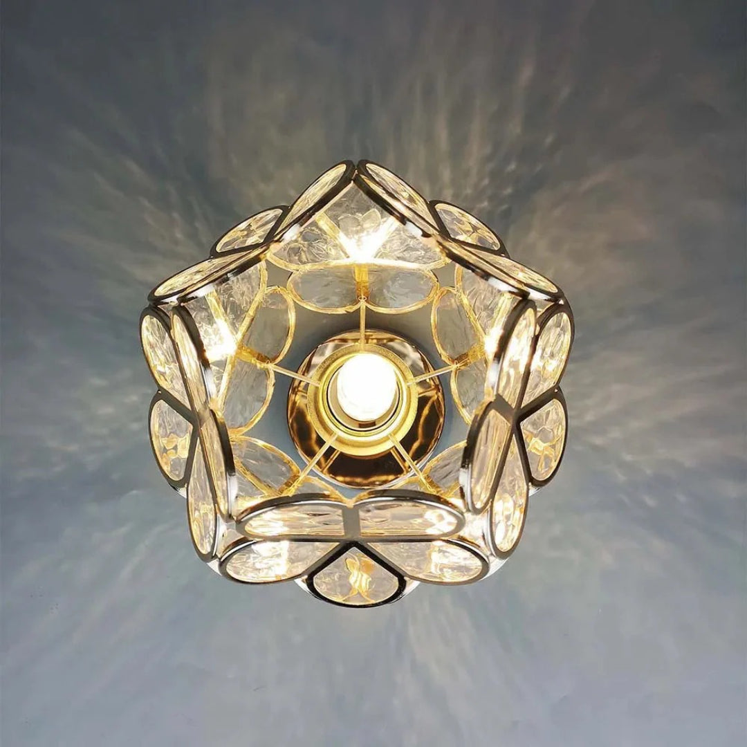 Bloemen glazen plafondlamp