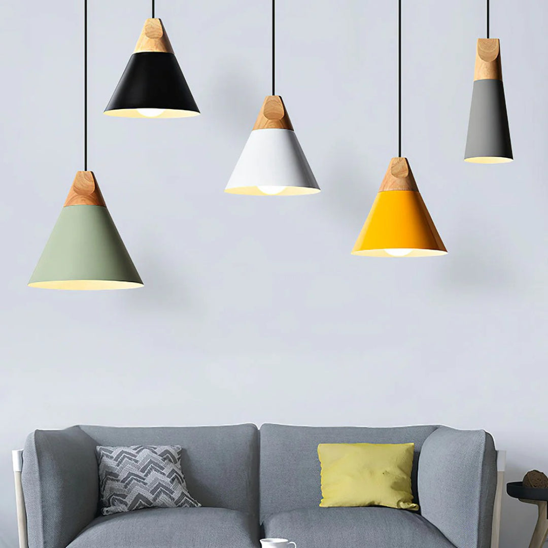 Scandinavische Houten Metalen Hanglamp