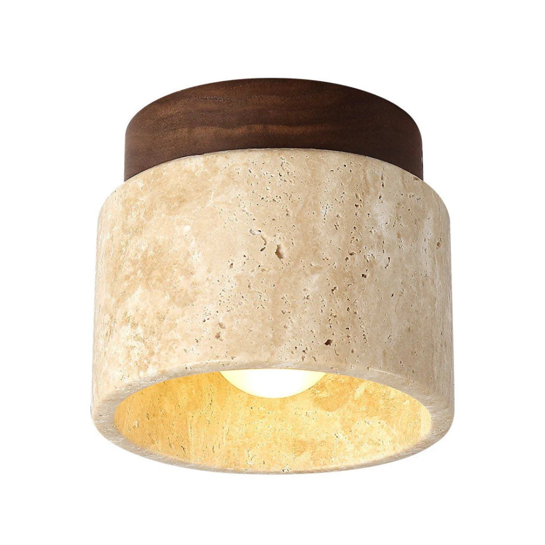 Stenen houten cilinder plafondlamp