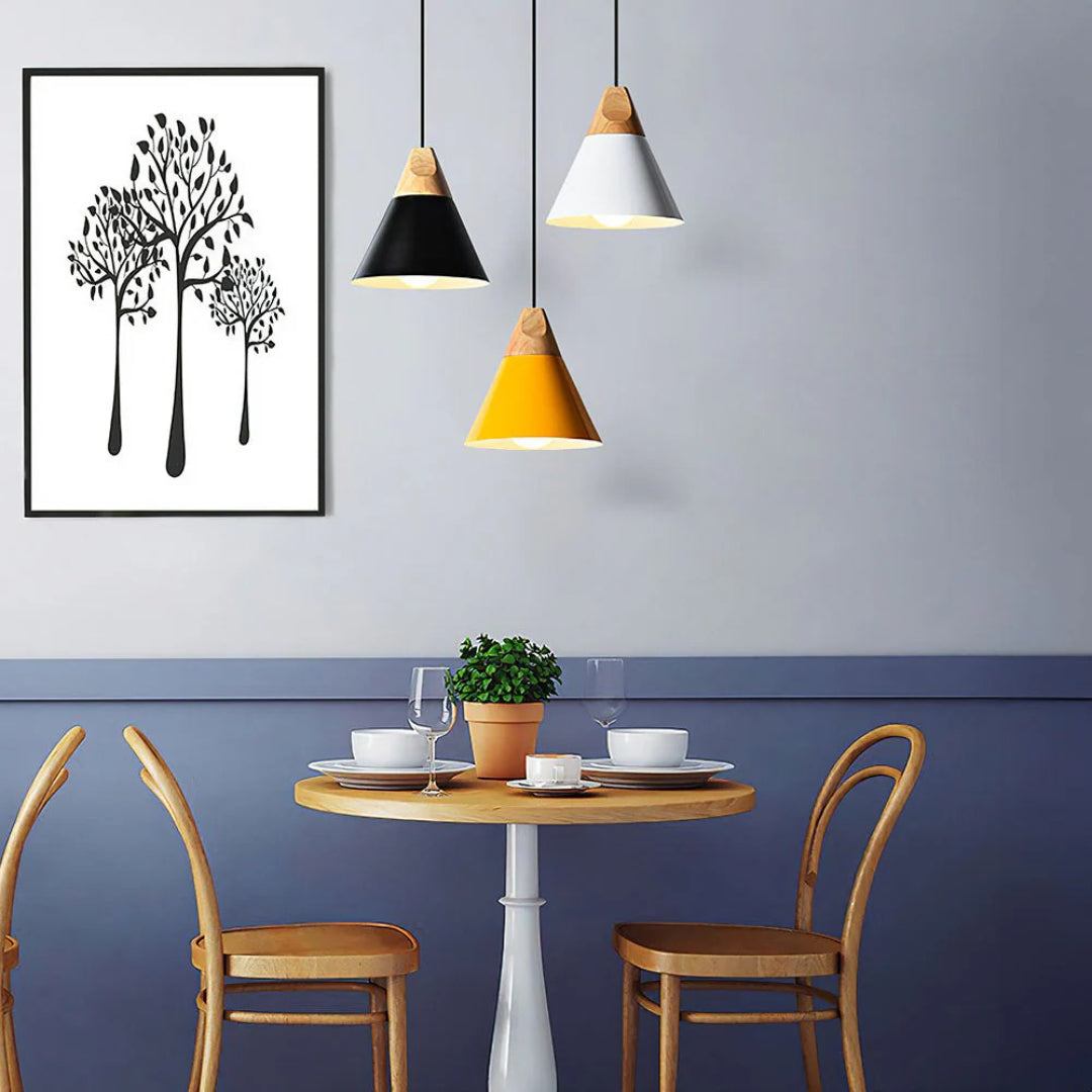 Scandinavische Houten Metalen Hanglamp