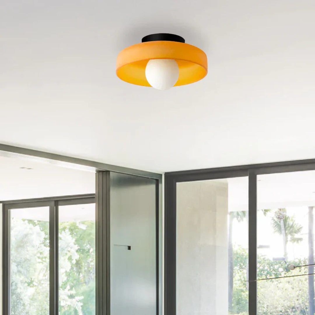 Ronde metalen glazen lamp