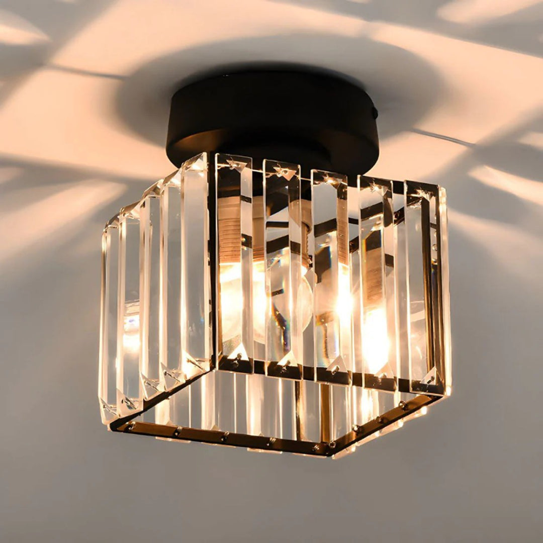 Kristallen metalen kubus plafondlamp