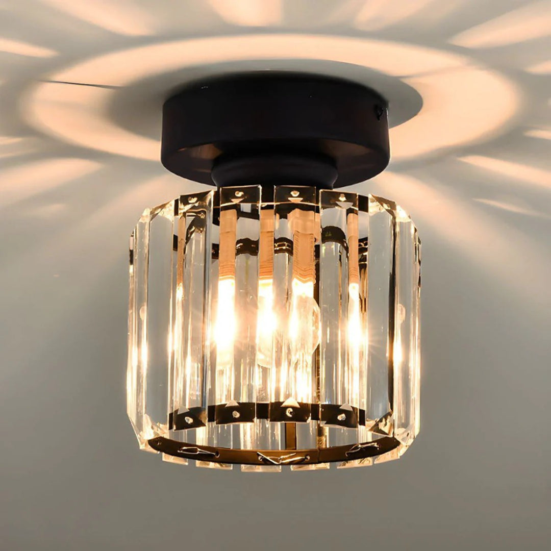 Kristallen metalen kubus plafondlamp