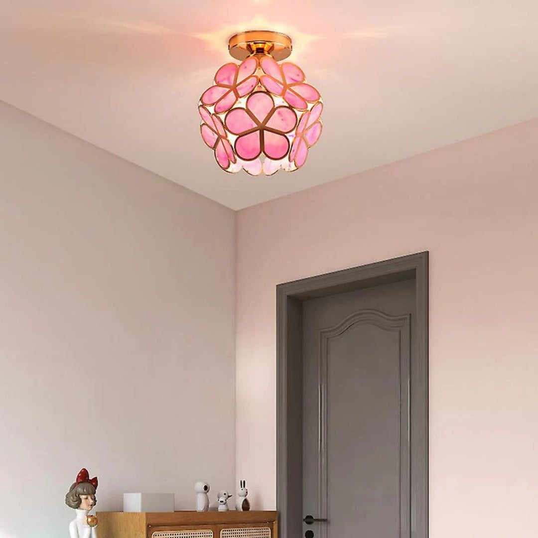 Bloemen glazen plafondlamp