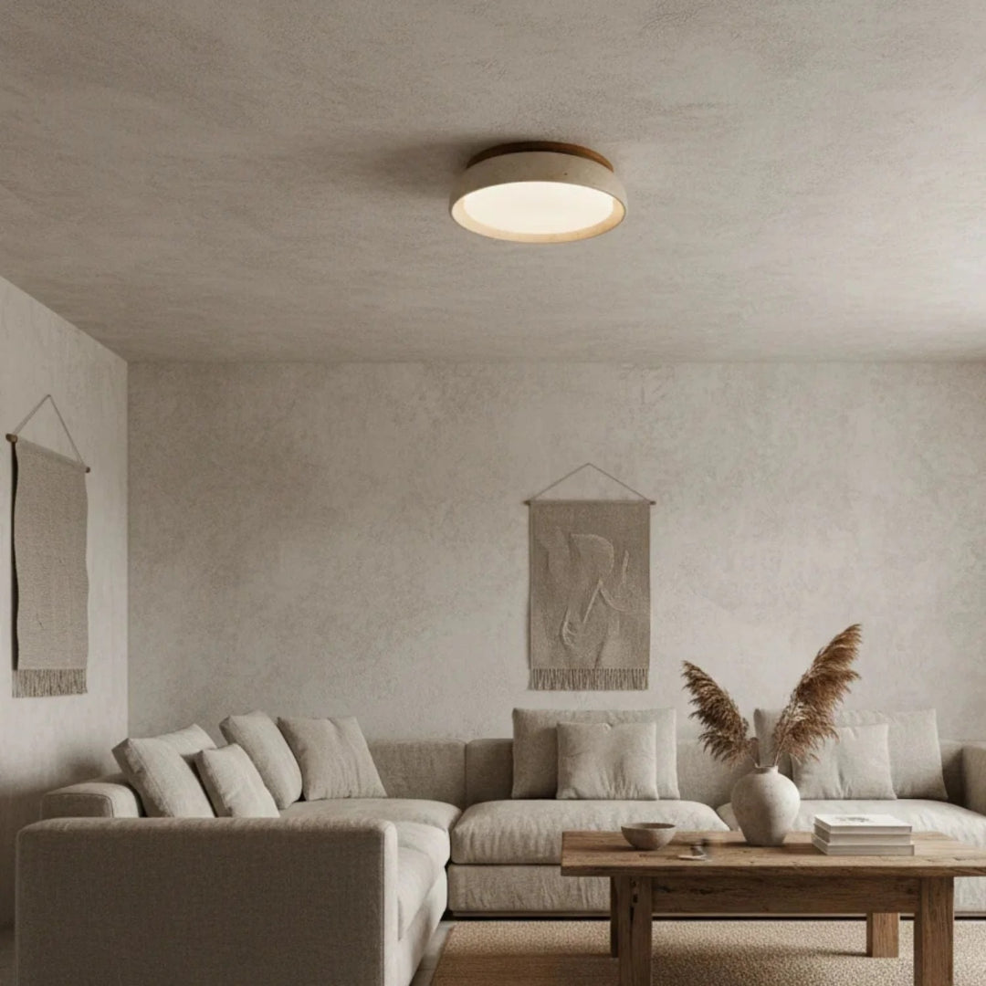 Ronde stenen plafondlamp