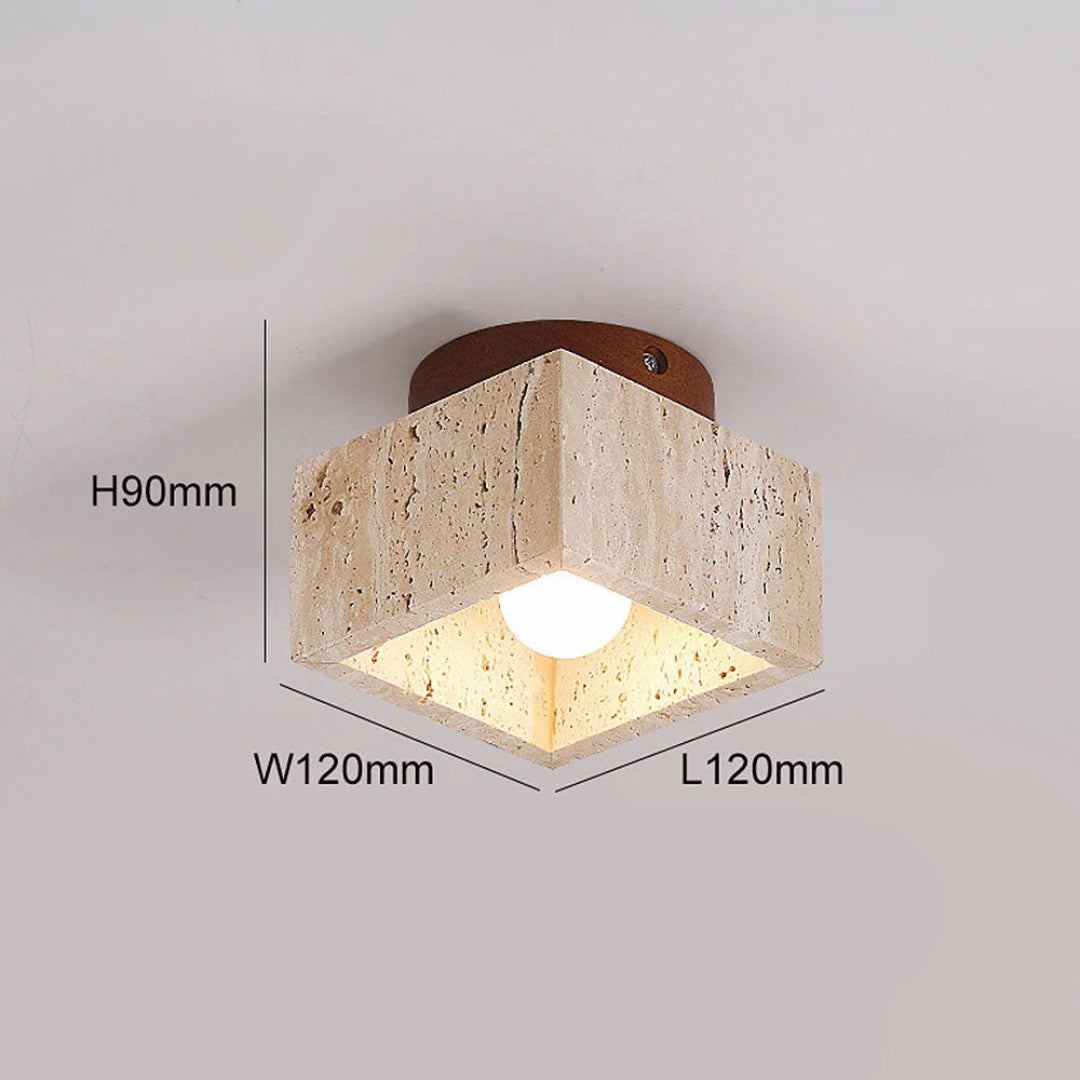 Stenen houten cilinder plafondlamp