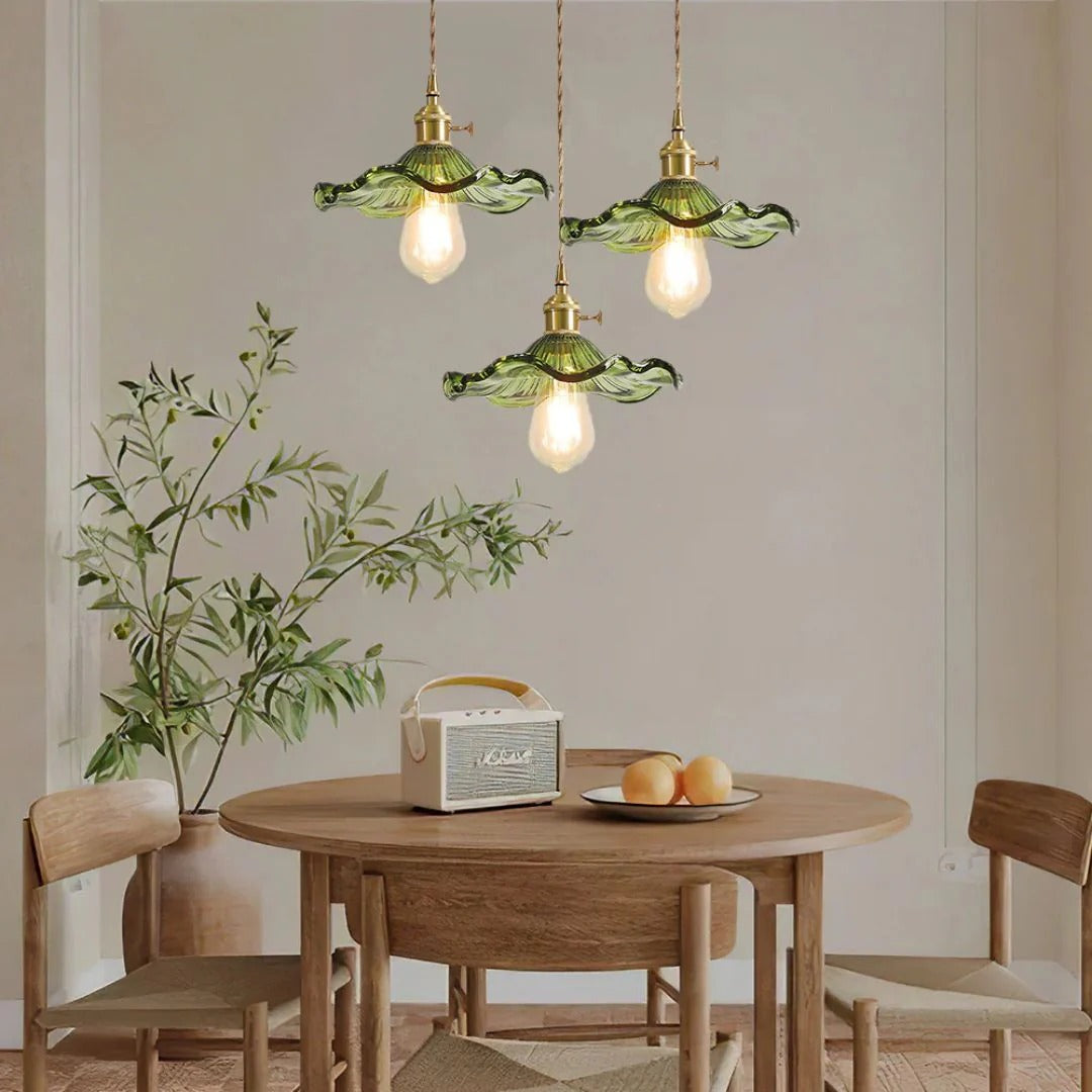 Vintage Bloemvormige Glazen Hanglamp