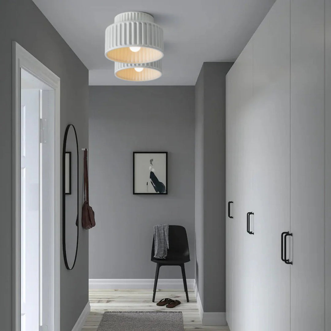 Minimalistische Geribbelde Keramische Plafondlamp