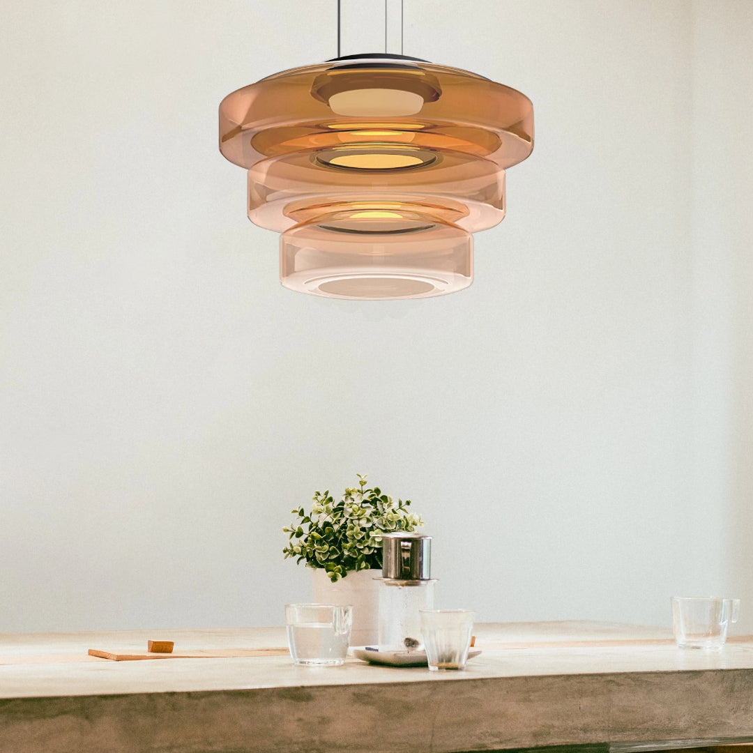 Gelaagde glazen LED hanglamp