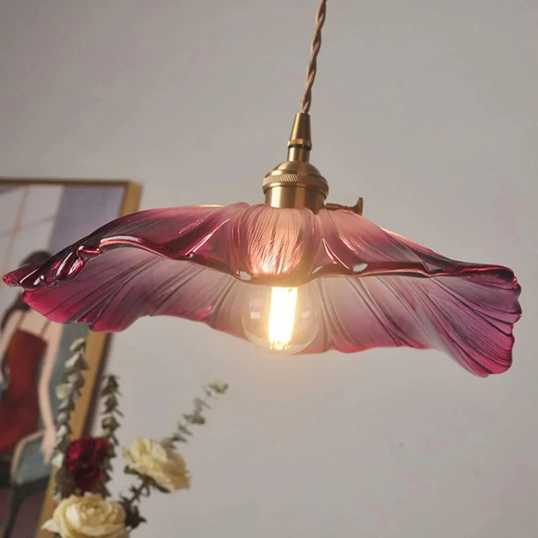 Glazen bloemen hanglamp