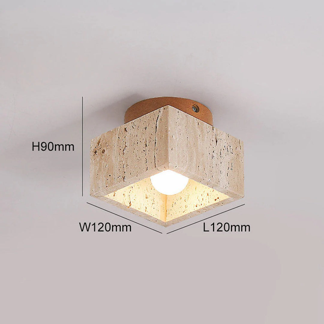 Stenen houten cilinder plafondlamp