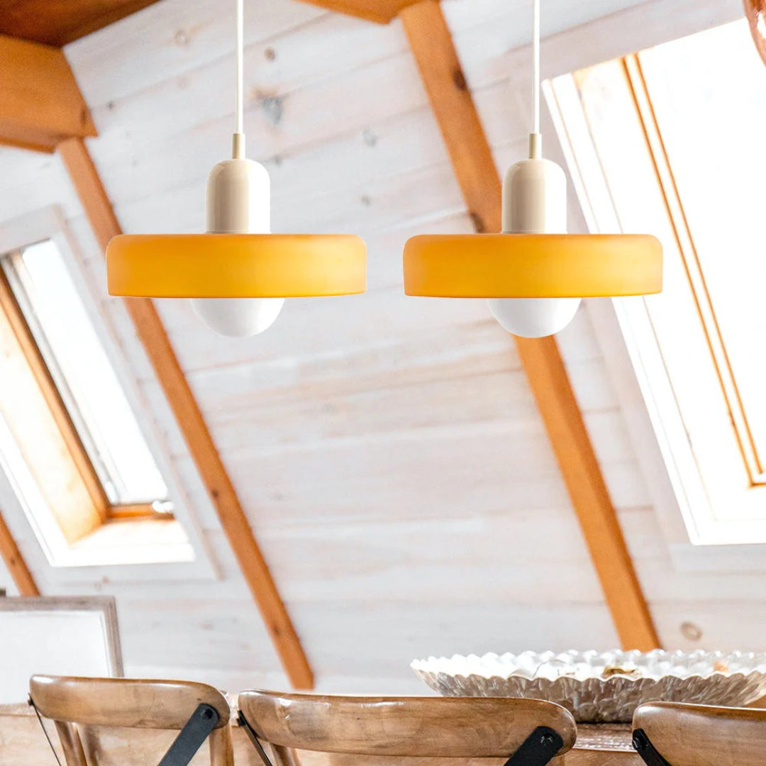 Retro metalen glazen hanglamp