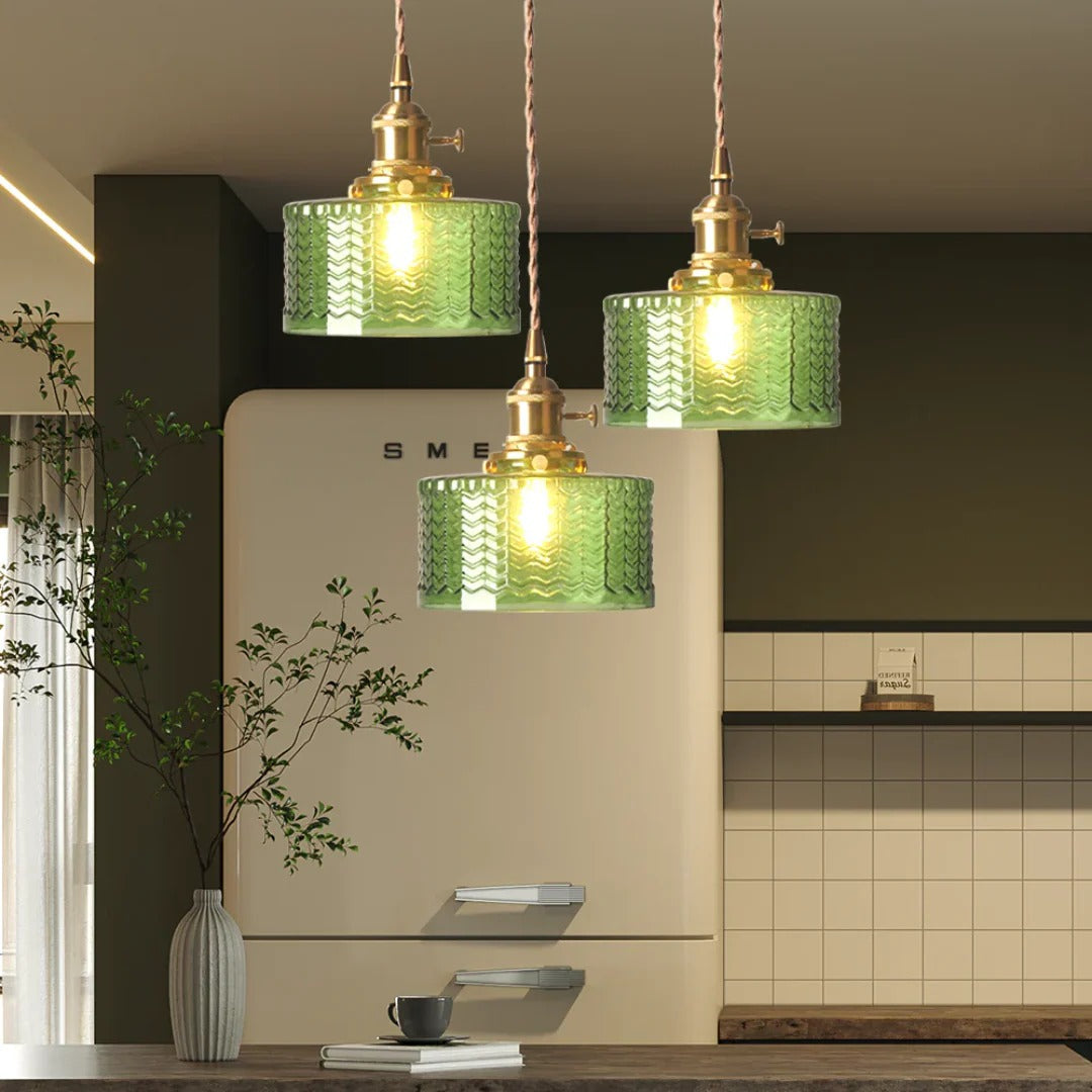 Geribbelde glazen hanglamp