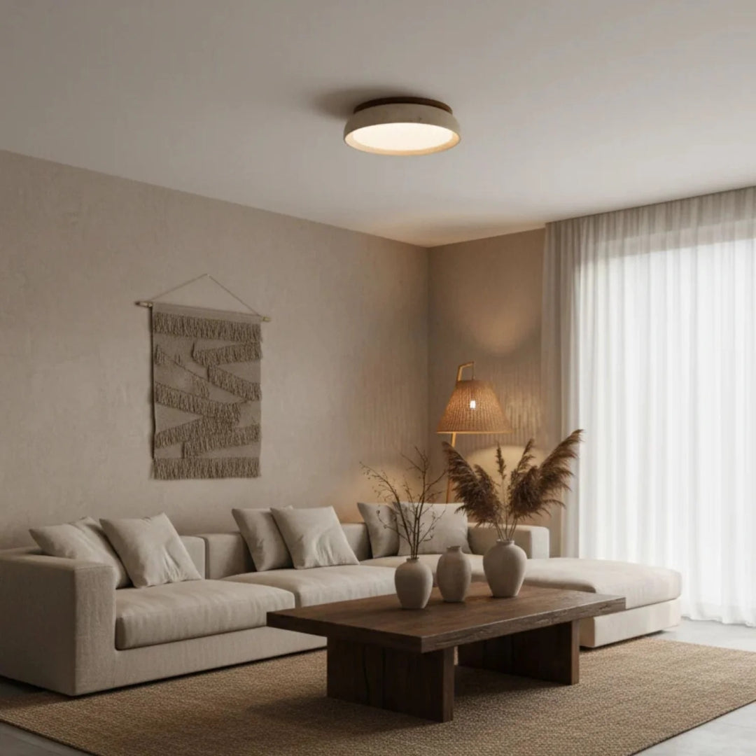 Ronde stenen plafondlamp